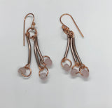 Sparkling Faceting Rose Quartz and Shiny Copper make up these eye catching earrings 