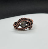 Wire Wrapped Copper and Labradorite Ring - Size 10 1/2