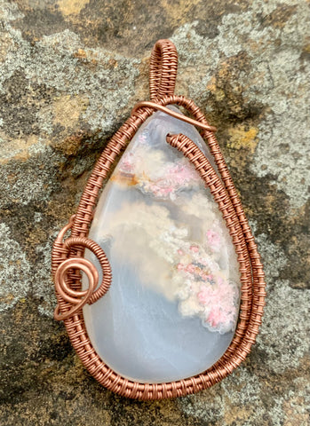 Delightful Agate Pendant wrapped in Copper
